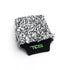 That Detail Shop wash mitt, black and white high-pile microfiber with black elastic cuff and green logo.