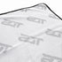 That Detail Shop white lightweight Cooley cooling towel with a textured fabric pattern and black edge stitching.
