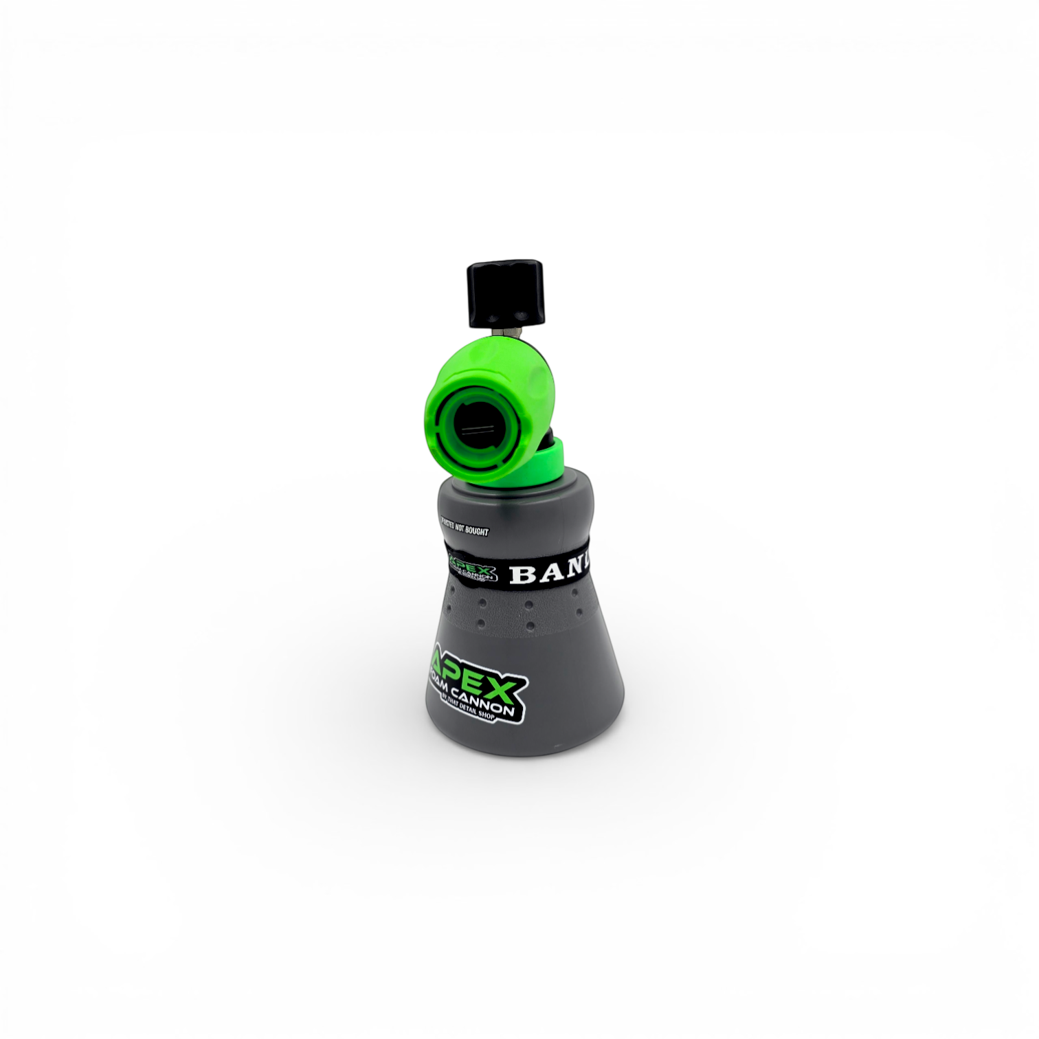 That Detail Shop Apex Foam Cannon with green nozzle and grey bottle, 1L capacity, for car washing.