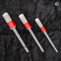 That Detail Shop TDS Interior Brush Set with soft white bristles and grey handles with red accents, set of 3.