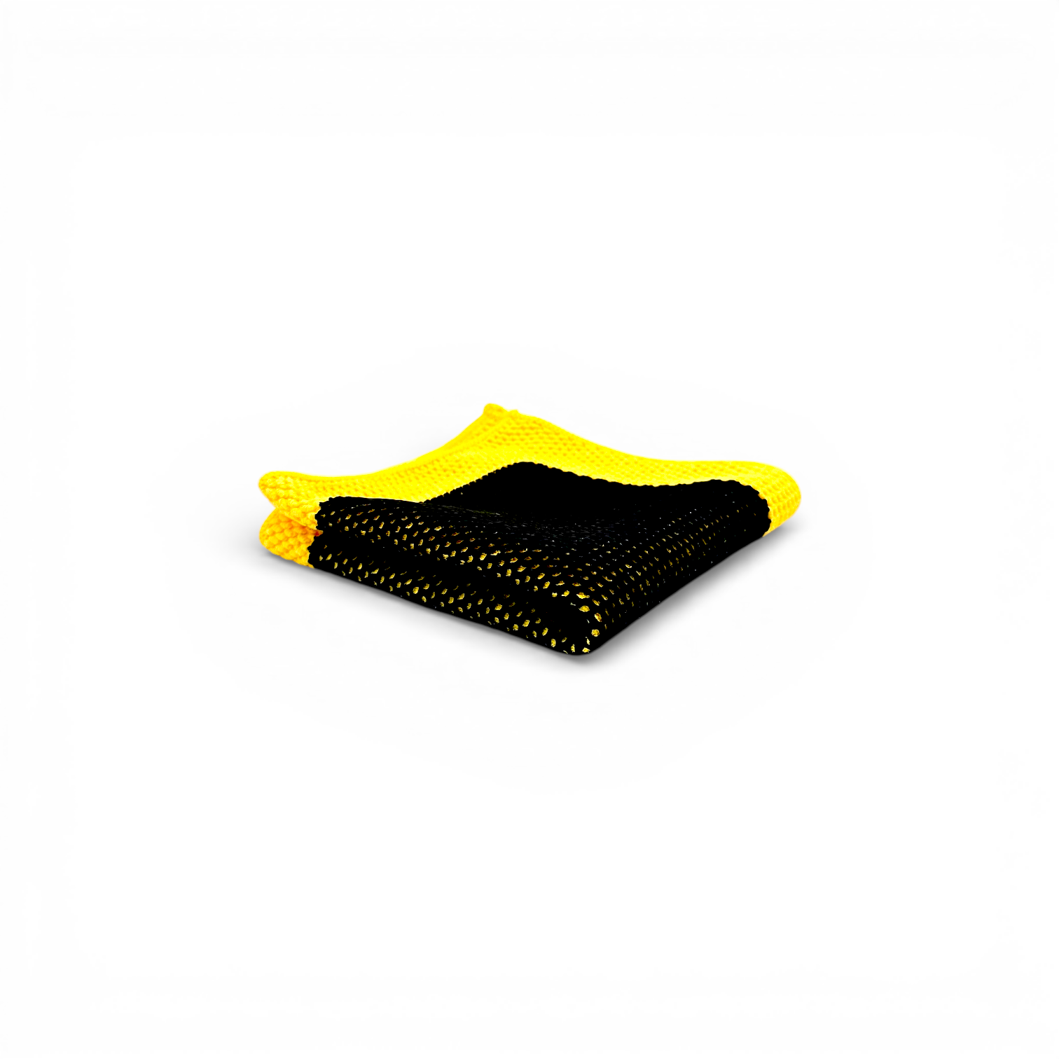 That Detail Shop TDS Clay Towel, black polymerized rubber surface with yellow microfiber edges, 12x12 inch for paint decontamination.
